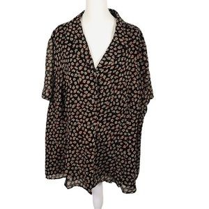Chapter Club Top Blouse Size 24W Black 100% Silk 100% Polyester.
